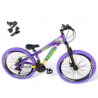 Bicicleta Aro 26 Vikingx Tuff25 Câmbios Shimano 21v Freio a Disco Downhill Aro Vmaxx Pneu Flame em Oferta na Shopee