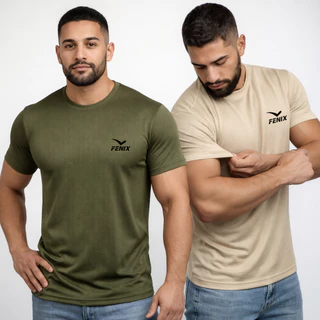 Kit 2 Camisetas Dry Fit Masculina Academia Treino Fitness Esportiva Corrida Leve Respirável Confortável Alta Performance