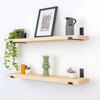 Kit 2 Prateleiras Estilo Industrial com Mão Francesa Invertida Prateleira de Madeira em Oferta na Shopee