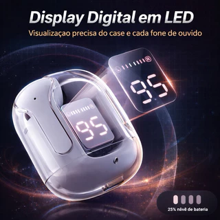 fone de ouvido bluetooth sem fio 5.0 Estéreo Cancelamento de Ruído Display digital IPX5 Estojo 300mA