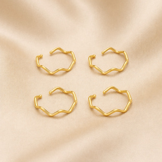 Kit Anel Feminino Ajustável Dourado, Banhado a Ouro 18k, Elegante Minimalista para Uso Diário