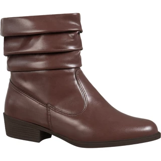 Bota Feminina Bico Arredondado Franzido Enrugado Plissado Lateral Cano Curto Salto Baixo Cléo GiGiL em Oferta na Shopee
