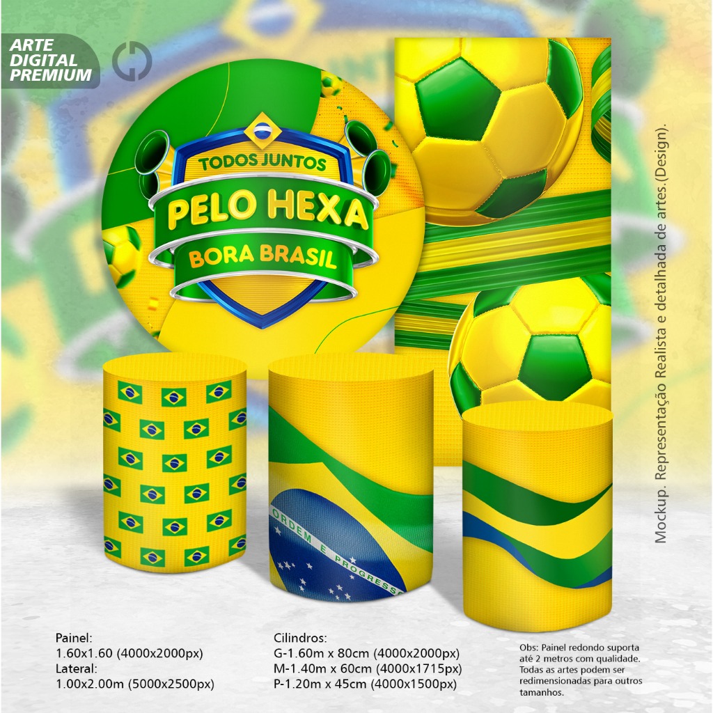 SUPER KIT COPA DO MUNDO - BRASIL - HEXA EM 2026 EM TECIDO SUBLIMADO