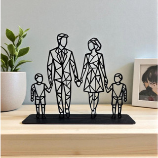 Família Geométrica em MDF Preto com Base Decoração Moderna Pai Mãe Filhos Estilo Minimalista — foto 3 — Achou Levou Brasil