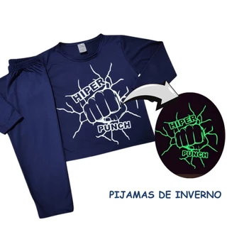 Pijama Inverno Juvenil Infantil Menino Masculino  Brilha no Escuro tamanho 1 ao 16 em Oferta na Shopee