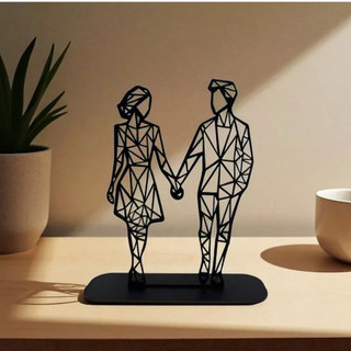 Família Geométrica em MDF Preto com Base Decoração Moderna Pai Mãe Filhos Estilo Minimalista — foto 6 — Achou Levou Brasil