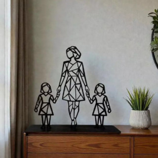 Família Geométrica em MDF Preto com Base Decoração Moderna Pai Mãe Filhos Estilo Minimalista — foto 7 — Achou Levou Brasil