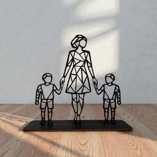 Família Geométrica em MDF Preto com Base Decoração Moderna Pai Mãe Filhos Estilo Minimalista — foto 8 — Achou Levou Brasil