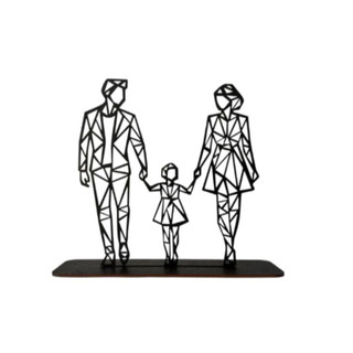 Família Geométrica em MDF Preto com Base Decoração Moderna Pai Mãe Filhos Estilo Minimalista — foto 5 — Achou Levou Brasil