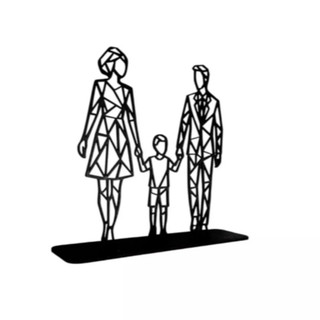 Família Geométrica em MDF Preto com Base Decoração Moderna Pai Mãe Filhos Estilo Minimalista — foto 4 — Achou Levou Brasil