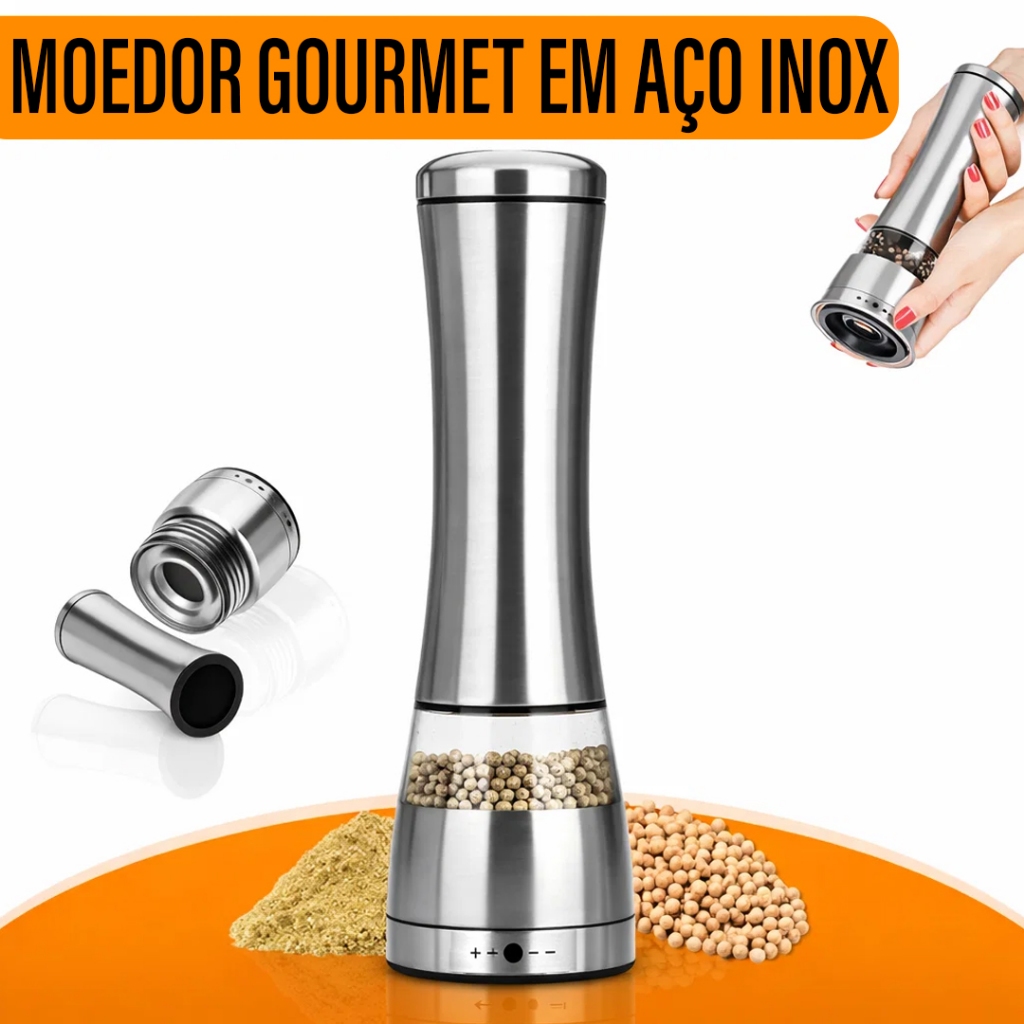 Moedor De Sal Grosso E Pimenta Temperos Gourmet Manual Aço I