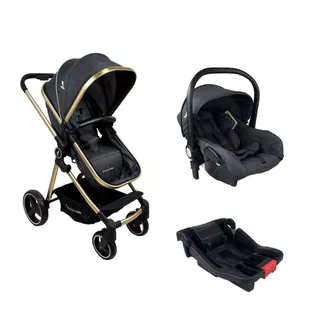 Carrinho com Bebê Conforto TS Mike Preto/Gold Premium Baby em Oferta na Shopee