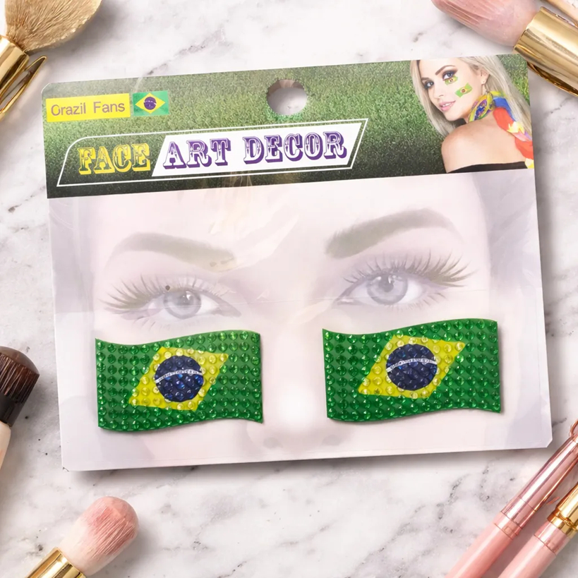 Kit 3 Adesivos Facial Mini Pedras Brasil Verde/amarelo Copa em Oferta na Shopee