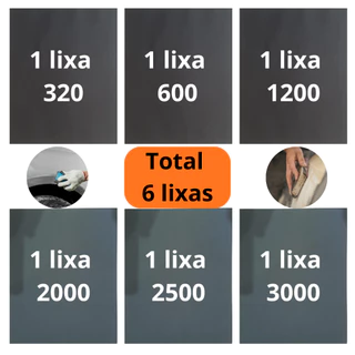 Lixa 320 600 1200 2000 2500 3000 Kit 1 2 3 folhas Grão água Polimento Lixamento Plásticos Pintura