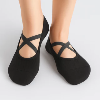 Meia Sapatilha Antiderrapante Feminina Adulto Com Elástico Para Pilates Yoga 1 Par em Oferta na Shopee