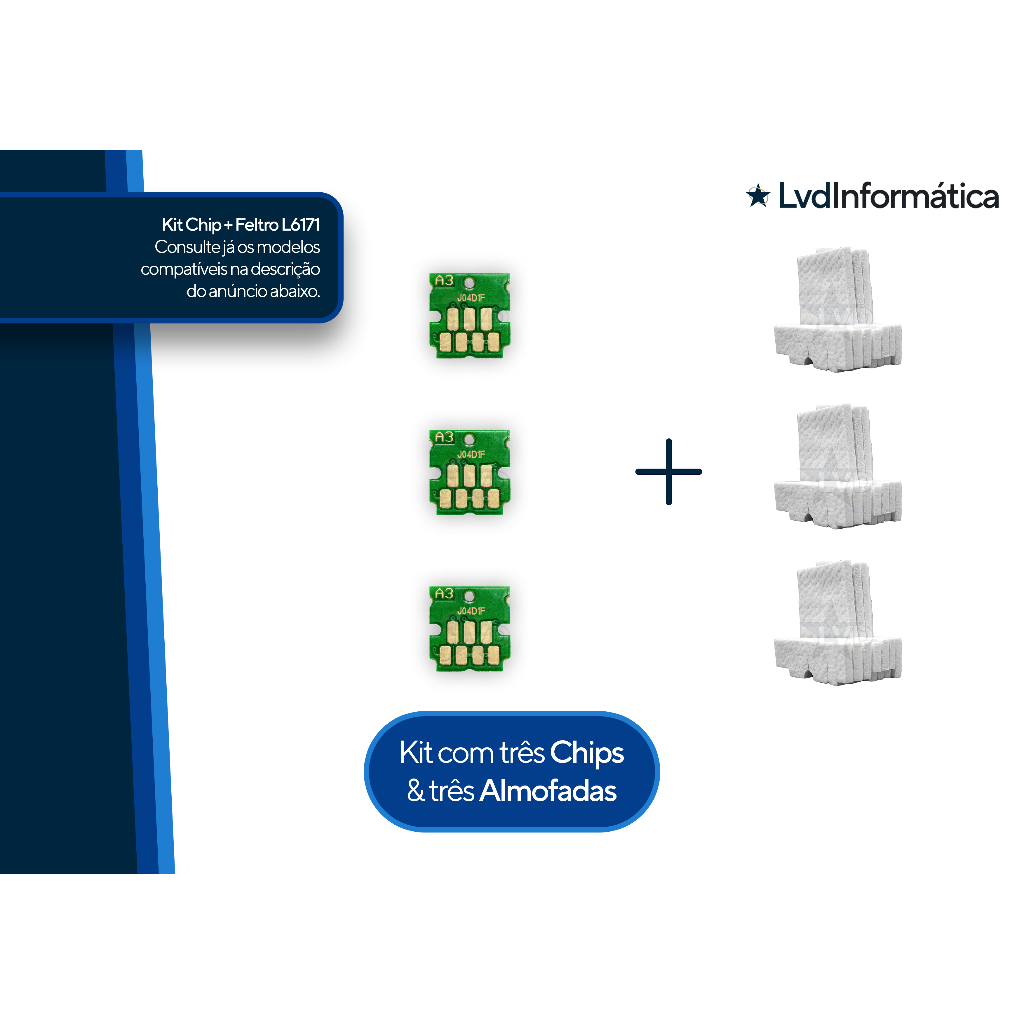 Kit almofadas + Chips compatível Epson T04D1 L6171 L6270 L6490 L6171 ...