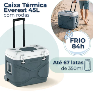 Caixa Térmica Cooler Grande 45 Litros Com Rodas Reforçadas e Alça Everest Soprano em Oferta na Shopee