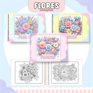Livro de colorir - FLORES - Caderno de Desenho Pintura Coloring Book em Oferta na Shopee