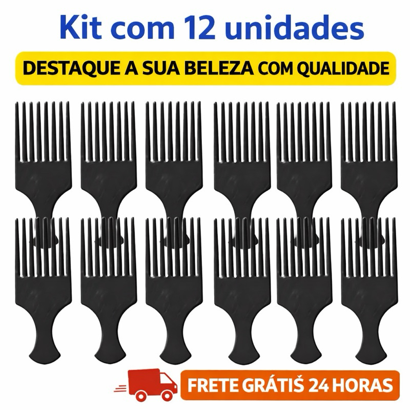 12 Pente Garfo Penteado De Cabelos Afro Dentes Largos Plástico ...