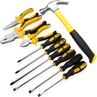 Kit Ferramentas Chave de Fenda Phillips Martelo Alicate Universal Corte Bico Longo Profissional