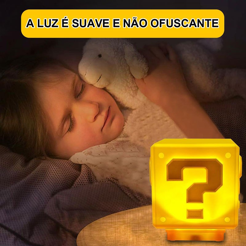 Luminária LED Bloco de Interrogação Estilo Super Mario – Luz Noturna com Carregamento USB — imagem 3