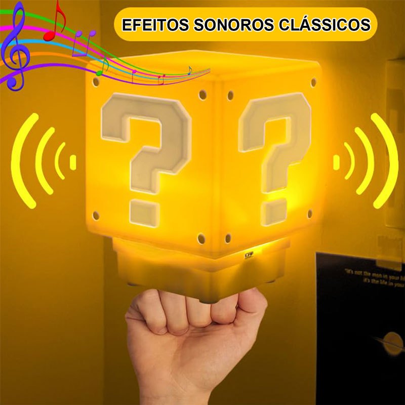 Luminária LED Bloco de Interrogação Estilo Super Mario – Luz Noturna com Carregamento USB — imagem 2