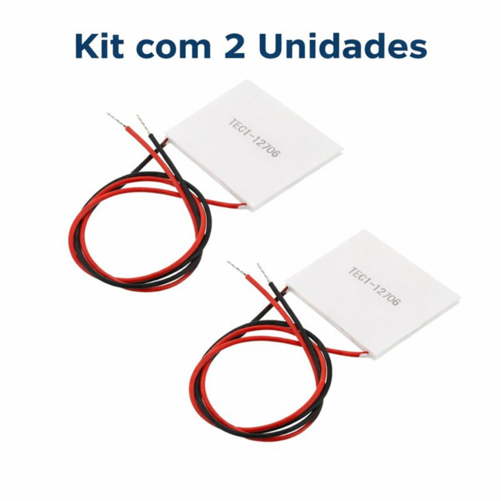 Kit 2x Placa Peltier TEC1-12706 12V Pastilha Termoelétrica Cooler