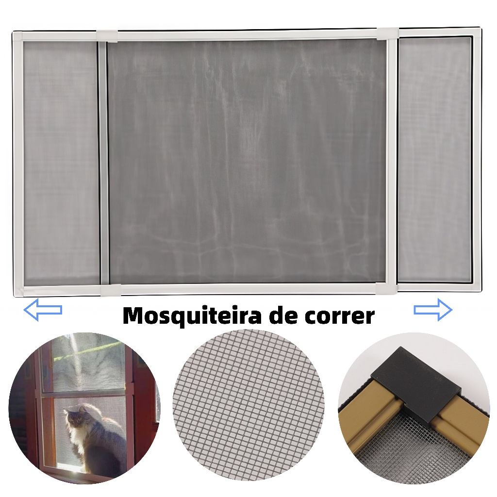 Tela Mosquiteira Regulável para Janelas Perfil Alumínio Reforçado Alta ...
