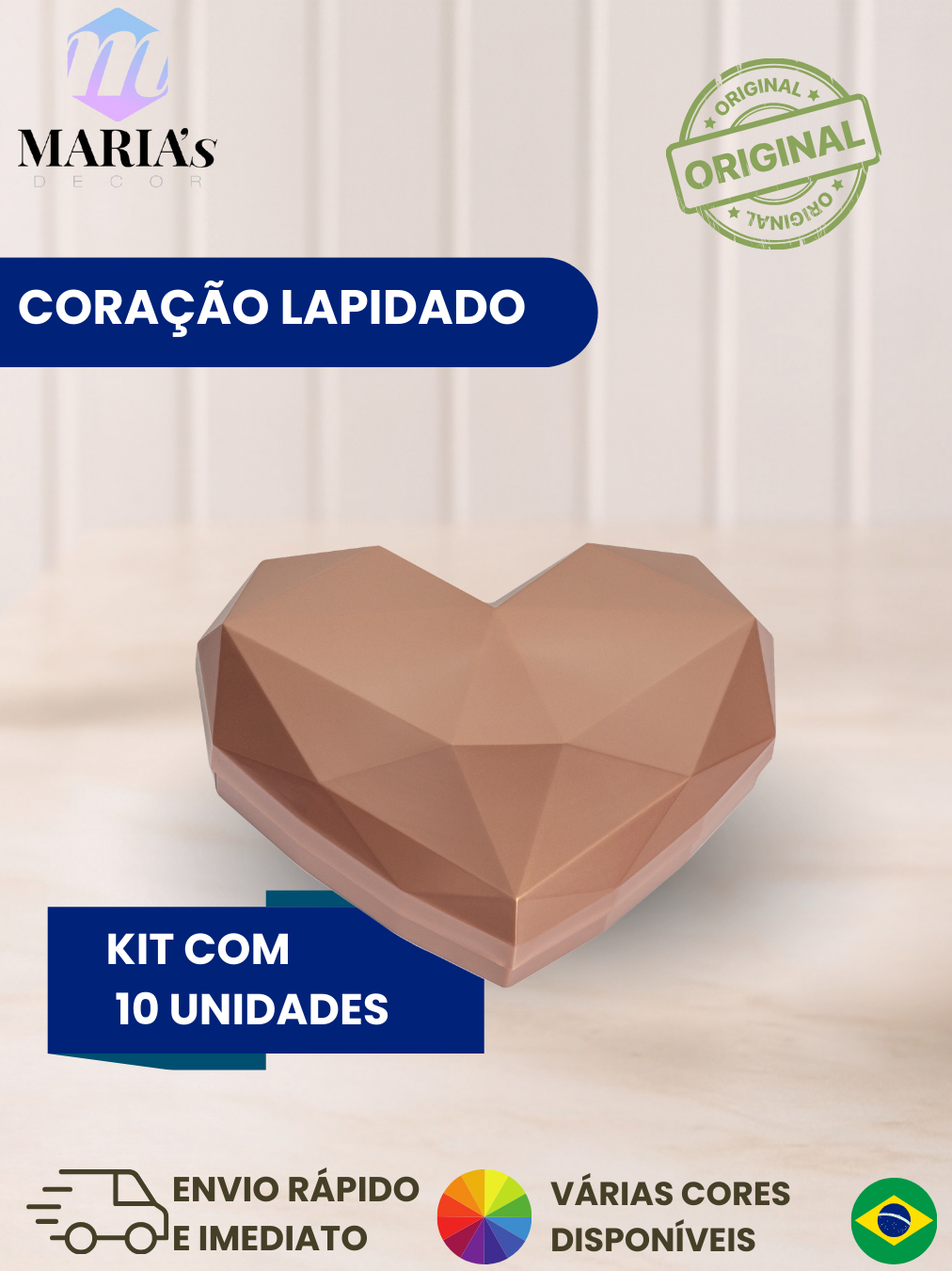 KIT 10 CAIXA CORAÇÃO LAPIDADO 17X22CM PARA PRESENTES E DECORAÇÃO