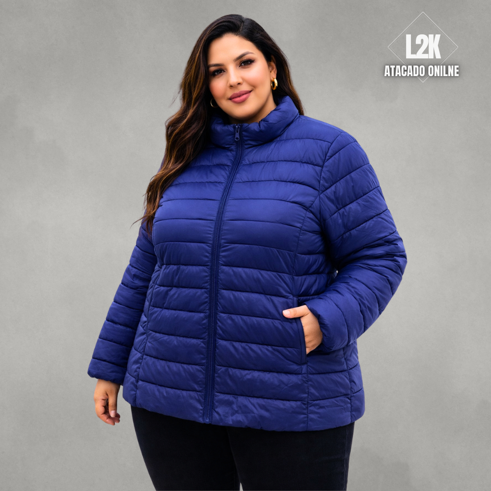 Jaqueta Plus Size Feminina Forrada G1 G2 G3 Quentinha bolsos