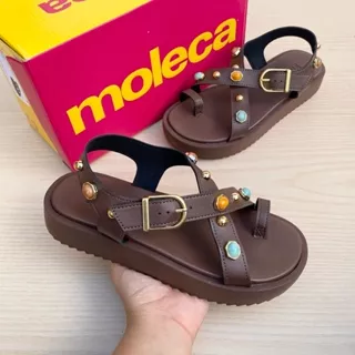 Papete Sandália Feminina Moleca Pins Metalizados Colorido Confortável Acolchoado De Dedo em Oferta na Shopee