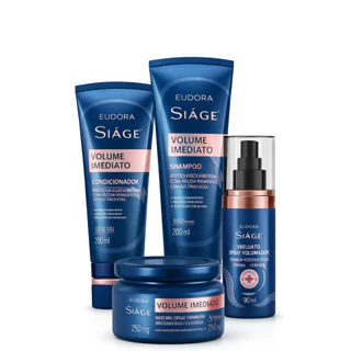 Lancamento Kit Eudora Siàge Volume Imediato: Shampoo 250ml + Condicionador 200ml + Máscara Capilar 250g + Serum