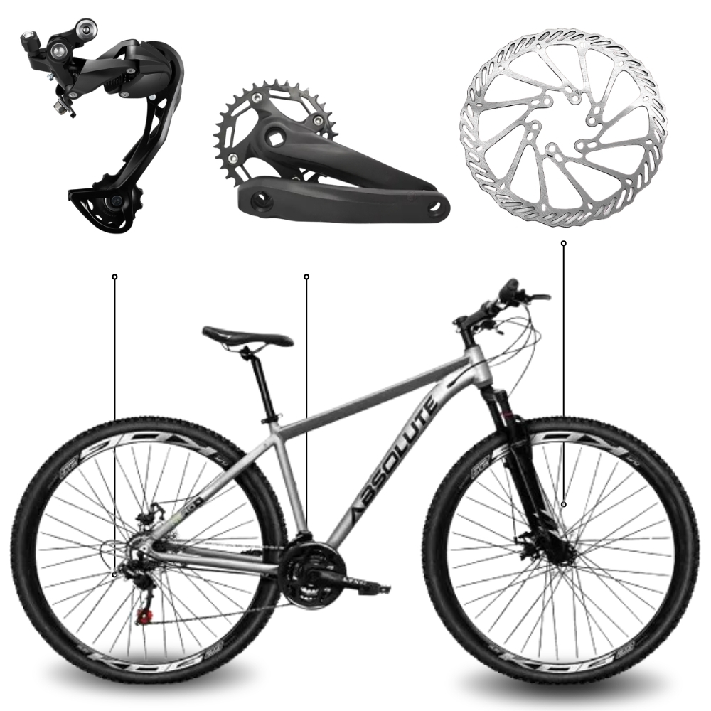 Bicicleta Aro 29 Absolute Nero 5 Freios a Disco 9 Marchas Coroa
