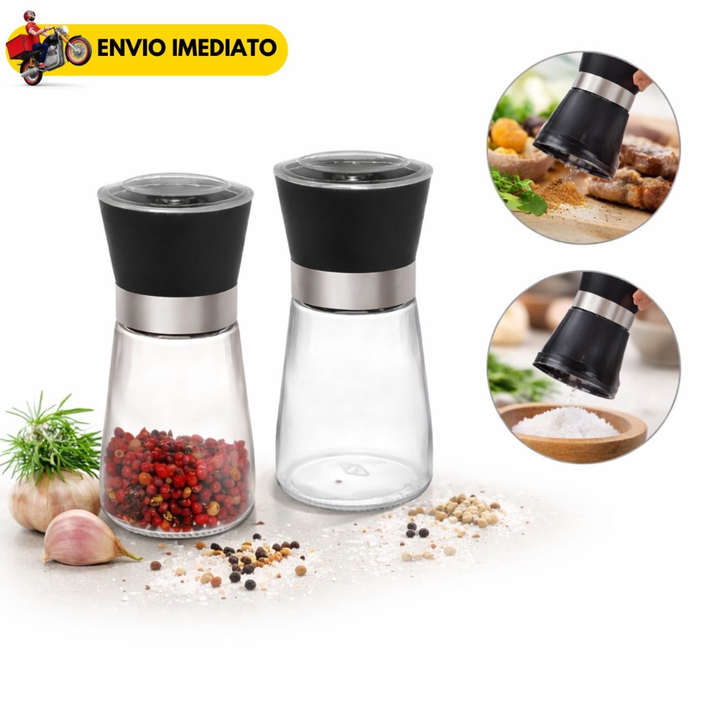 Moedor de Sal e Pimenta Especiarias Manual Ajustável Inox Vi