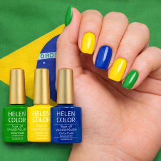 Helen Color Kit Esmaltes em Gel Copa do Mundo Seleções Unhas Personalizadas Brilho Intenso Secagem Rápida UV/Led 30ml em Oferta na Shopee