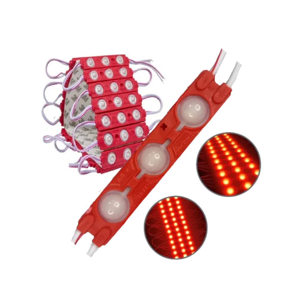 100/200 Módulos 3 Led Luminoso Injetado 1.5w 12v Ip67 VERMELHO | Shopee ...