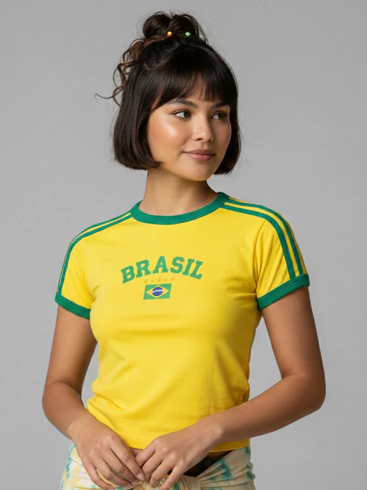 Camisa Brasil bordada frontal