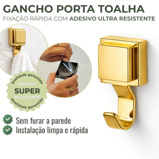 Gancho Porta Toalha Dourado Banheiro Adesivo Resistente Cabide Future em Oferta na Shopee