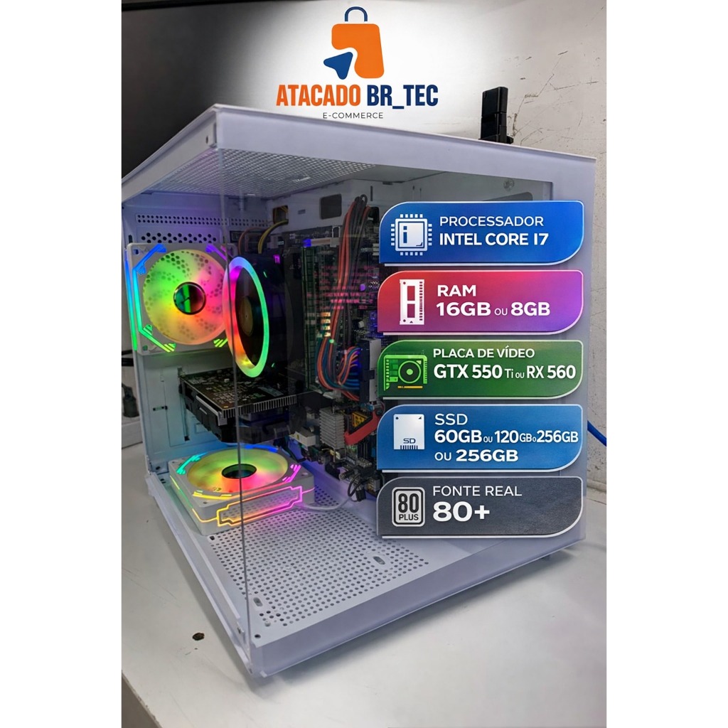 PC GAMER, COMPUTADOR GAMER COM CORE I7 + MEMORIA RAM + PLACA DE
