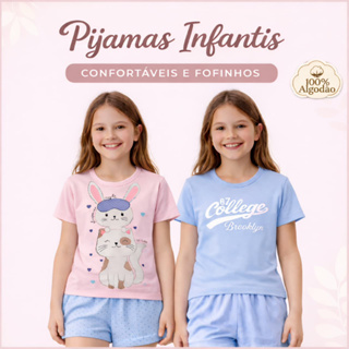 Conjunto Pijama Infantil Menina 100% Algodão Conforto Premium em Oferta na Shopee