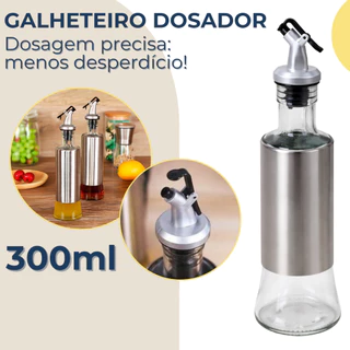 Galheteiro Porta Azeite Vinagre Dosador Inox Vidro 300ml em Oferta na Shopee
