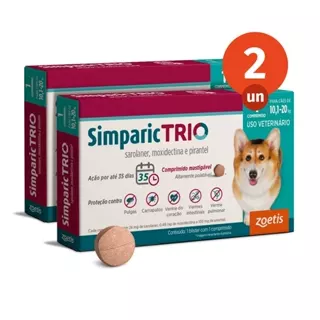 Kit 2 Simparic Trio Antipulgas, Carrapatos e Vermífugo para Cães de 10,1 a 20kg 1 Comprimido 24mg Zoetis em Oferta na Shopee