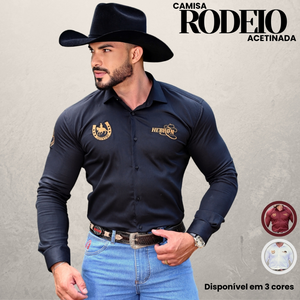 Camisa Social Masculina Acetinada Country Cowboy Rodeio Pecuária ...