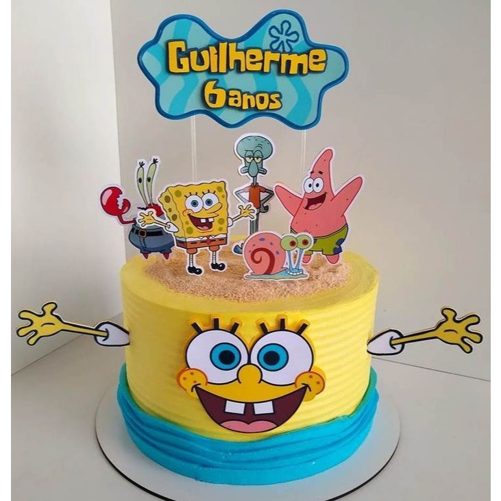 Topo Topper de Bolo Personalizado Bob Esponja | Shopee Brasil