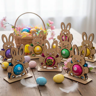 Kit 30 Lembrancinha Coelho Porta Bombom Mdf Páscoa Ovo Chocolate Decoração Escolar em Oferta na Shopee