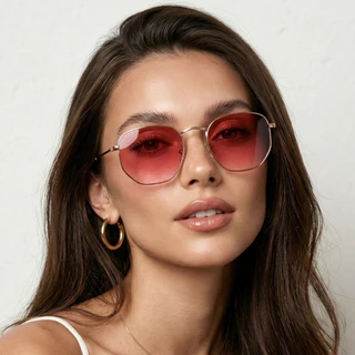 Óculos de Sol Hexagonal Rosa Degradê Clássico Retrô Vintage Aviador uv400 Feminino Masculino em Oferta na Shopee