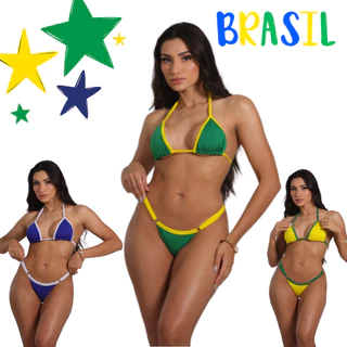 Biquíni Fita Marquinha Duas Cores Fio Dental Calcinha Regulavel Moda Praia Confortável Para Bronze em Oferta na Shopee