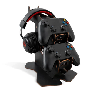 Suporte Universal Organizador para Controles PS4 PS5 Xbox One Series + Headphone - Madeira Premium