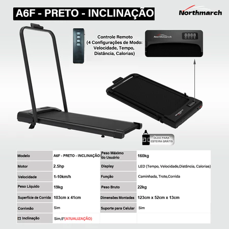 Northmarch Esteira Elétrica Dobrável(110 220 V) Equipamento de Ginástica Doméstico Até120 kg