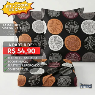 Kit 2 Jogos de Lençol Estampado Micropercal 400 Fios com Elástico Solteiro Casal Queen em Oferta na Shopee